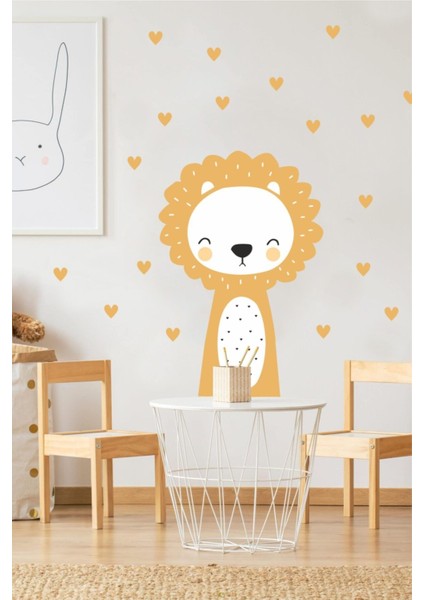 Renkli ve eğlenceli çocuk odası aslan duvar sticker, sevimli dekorasyon ürünü