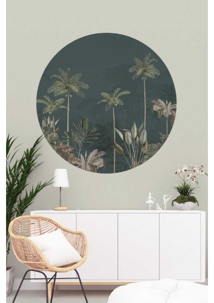 Renkli Palmiyeli ve Manzara Temalı Duvar Sticker, Şık ve Dekoratif Tasarım