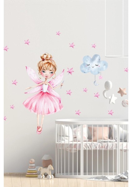 Renkli Tatlı Rüyalar Perisi Duvar Sticker Seti, eğlenceli ve şık çocuk odası dekorasyonu