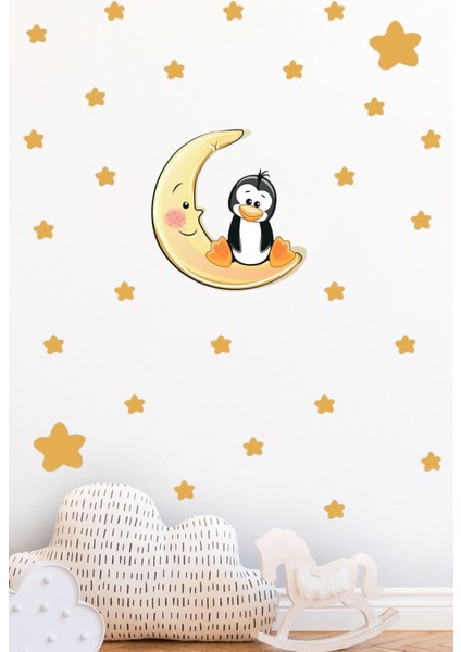Çocuk Odası Renkli Penguen Duvar Sticker, Sevimli ve Eğlenceli Dekorasyon