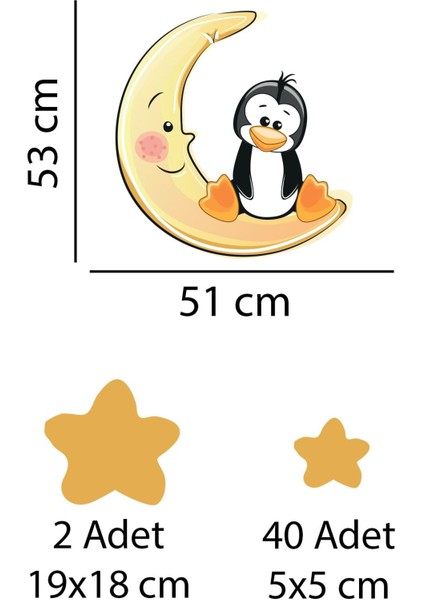 Çocuk Odası Renkli Penguen Duvar Sticker, Sevimli ve Eğlenceli Dekorasyon fiyatları
