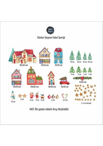 Şehir temalı cam ve kapı sticker seti, 5+ parça, renkli, yeni yıl dekoru, TR menşei fiyatları
