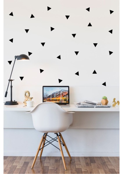 Çocuk ve çalışma odası için siyah üçgen duvar sticker seti, şık ve sade tasarım