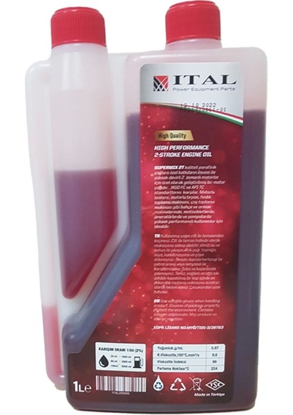 Ital Motor Yağı Süpermix 2 Zamanlı 1 Litre Ölçekli