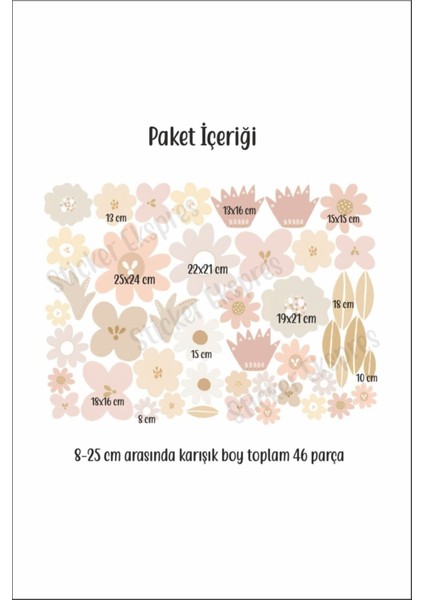 Pastel Çiçekler Duvar Sticker Seti, Renkli ve Şık Dekorasyon İçin Estetik Parça fiyatları