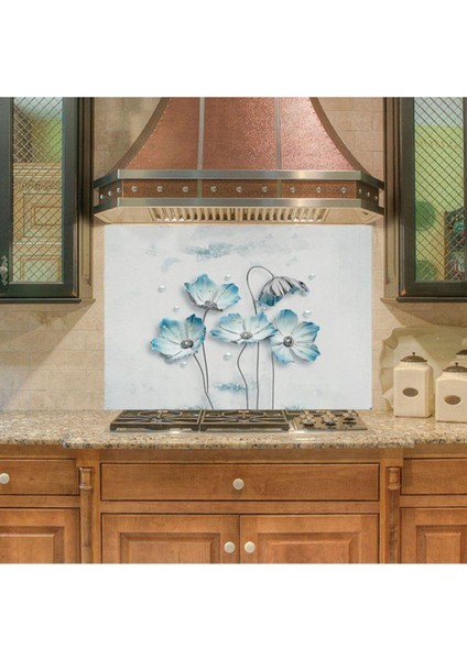 Mutfak Tezgah Arkası Renkli Çiçekli Sticker Kaplama, Renkli ve Şık Tasarım