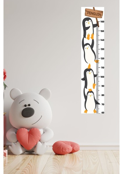 Sevimli Penguenler Boy Ölçme Duvar Sticker, Renkli ve Eğlenceli Tasarım fırsatları