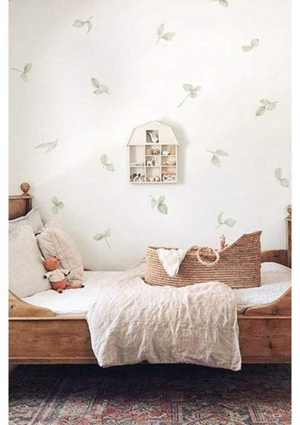 Renkli ve doğal görünümlü yaprak duvar sticker seti, ferah ve şık dekorasyon sağlar.