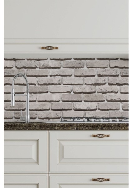 Mutfak Fayansı Kaplama Açık Renk Tuğla Desen Sticker Folyo