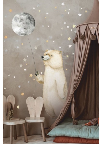 Moon Bear Bebek ve Çocuk Odası Duvar Stickerı