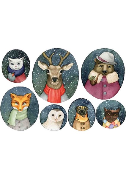 Hipster Hayvanlar Salon ve Oturma Odası Modern Duvar Sticker Seti modelleri