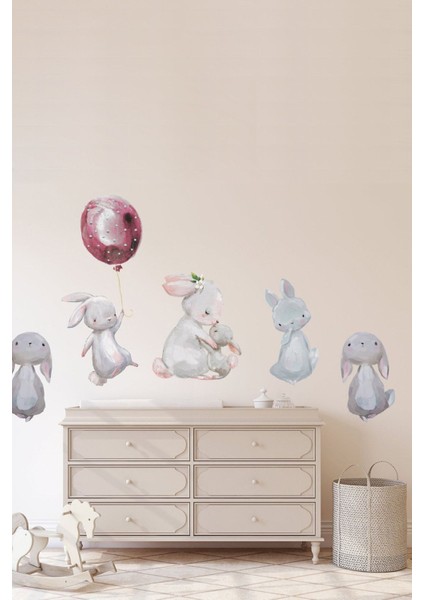 Sevimli Tavşancıklar Çocuk Odası Duvar Sticker Seti
