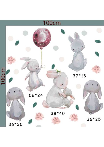 Sevimli Tavşancıklar Çocuk Odası Duvar Sticker Seti fiyatları