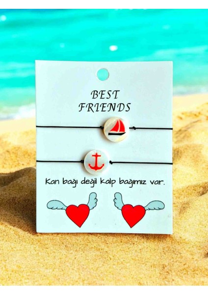 Ikili Best Friends Sedef Bileklik (Çapa ve Yelkenli)
