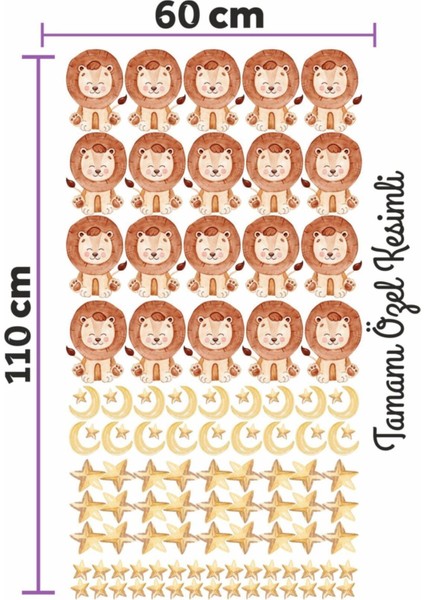 Turuncu çocuk odası ay ve yıldız temalı duvar sticker seti, eğlenceli dekorasyon için ideal fırsatları