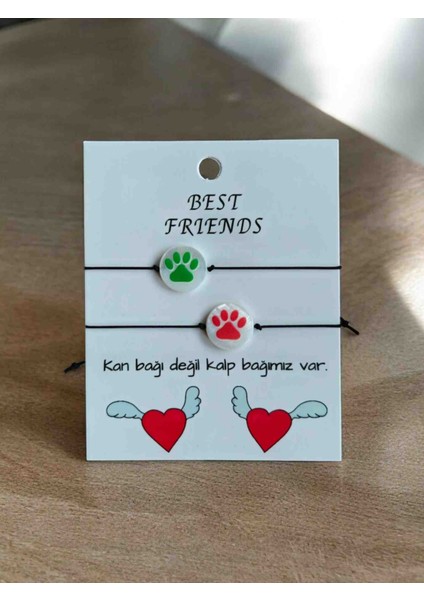 Ikili Best Friends Sedef Bileklik (Kedi Patisi Desenli)