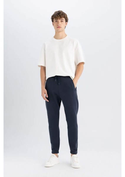 Jogger Eşofman Altı Standart Fit Basic Düz Beli Bağcıklı Lastikli Paça Cepli A6468AX24AU