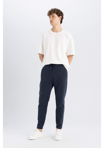 Jogger Eşofman Altı Standart Fit Basic Düz Beli Bağcıklı Lastikli Paça Cepli A6468AX24AU