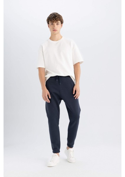 Jogger Eşofman Altı Standart Fit Basic Düz Beli Bağcıklı Lastikli Paça Cepli A6468AX24AU
