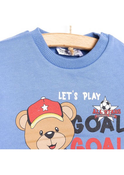 Basic Az Şardonlu Goal Baskılı Sweatshirt Erkek Bebek
