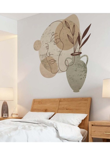 Renkli çiçek ve kadın temalı duvar sticker seti, salon ve antre için şık dekor. fiyatları