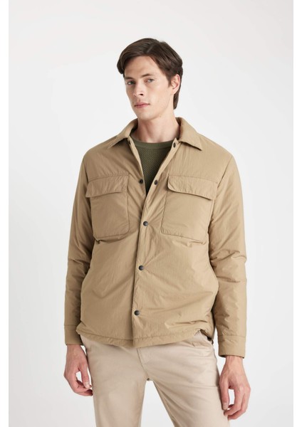 Su İtici Slim Fit Dar Kesim Gömlek Yaka Çıtçıtlı Cepli Şişme Mont D1230AX24WN modelleri