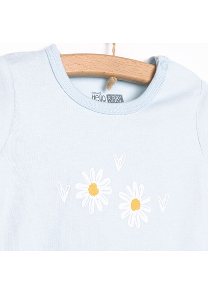 Çiçek Baskılı Yenidoğan Kız Tshirt-Patikli Alt Kız Bebek