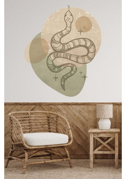 Modern boho yılan desenli duvar sticker, salon ve antre için şık dekorasyon parçası