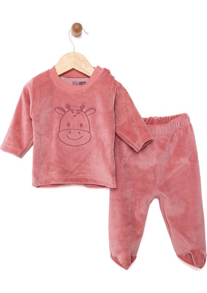 Yenidoğan Kadife Tshirt-Patikli Alt Kız Bebek