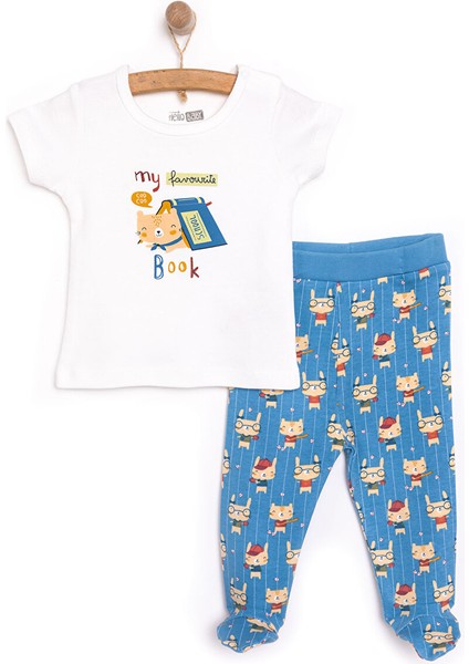 Hayvan Baskılı Yenidoğan Erkek Tshirt-Patikli Alt Erkek Bebek