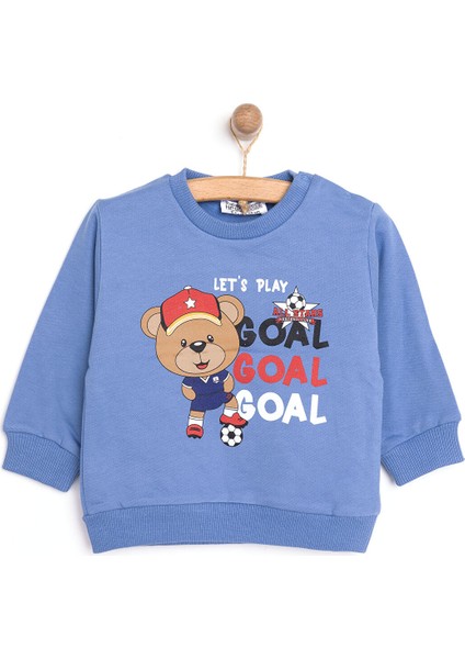 Basic Az Şardonlu Goal Baskılı Sweatshirt Erkek Bebek