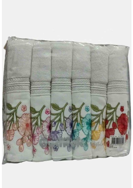(6 Adet) Nakışlı El Yüz Havlusu 50X90 cm fiyatları