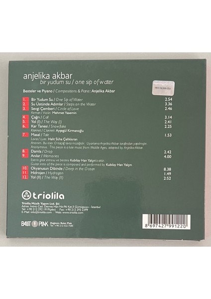 Anjelika Akbar Bir Yudum Su Cd (Orjinal Dönem Baskı Cd)