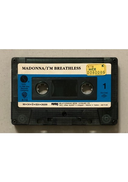 Madonna I'm Breathless Kaset (Kartonet Yoktur, Sadece Kasettir Dönem Baskı)