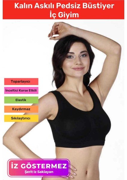 Özel Üretim Pedsiz Rahat Günlük Spor Sıkılaştırıcı Toparlayıcı Kalın Askılı Dikişsiz Büstiyer