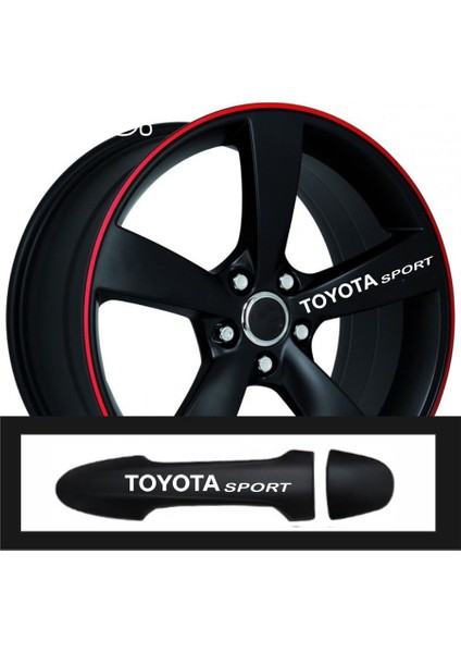 Toyota C-Hr Için Uyumlu Aksesuar Oto Kapı Kolu/jant Sticker 10 Adet 10*1,5 cm