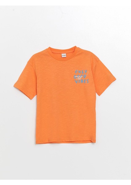 Lcw Kids Turuncu Oversize Bisiklet Yaka Erkek Çocuk Tişört