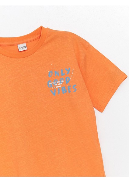 Lcw Kids Turuncu Oversize Bisiklet Yaka Erkek Çocuk Tişört