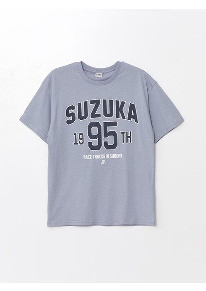 Lcw Kids Mat Mavi Oversize Bisiklet Yaka Erkek Çocuk Tişört