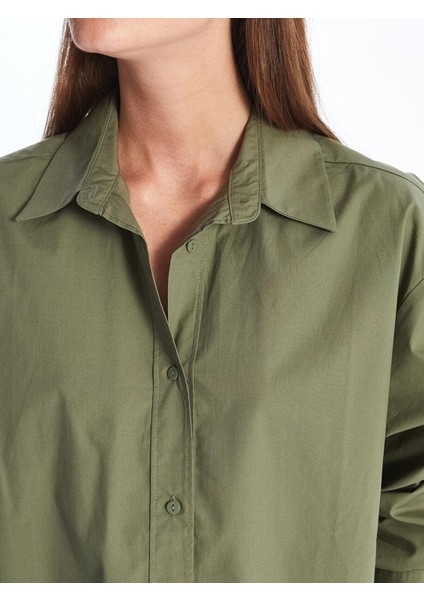 Lcwaıkıkı Classic Zeytin Yeşili Düz Oversize Kadın Gömlek Tunik