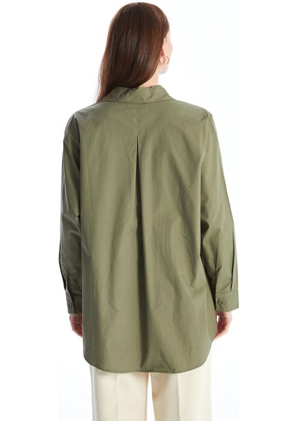 Lcwaıkıkı Classic Zeytin Yeşili Düz Oversize Kadın Gömlek Tunik