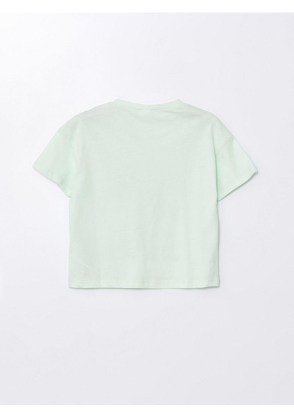 Lcw Kids Pastel Yeşil Bisiklet Yaka Baskılı Kısa Kollu Kız Çocuk Pijama Takımı