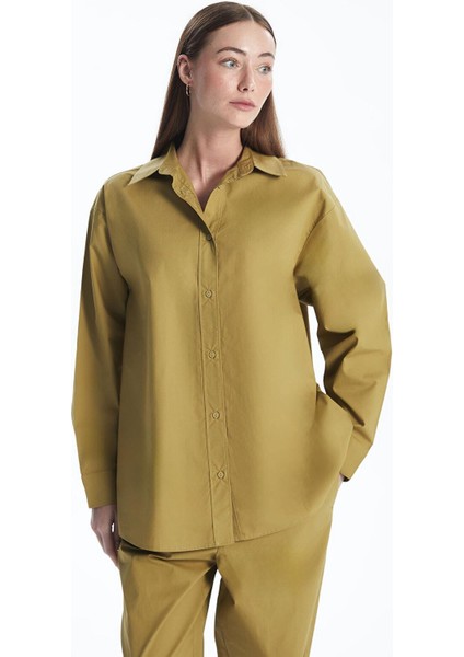 Lcwaıkıkı Classic Zeytin Yeşili Düz Oversize Kadın Gömlek Tunik