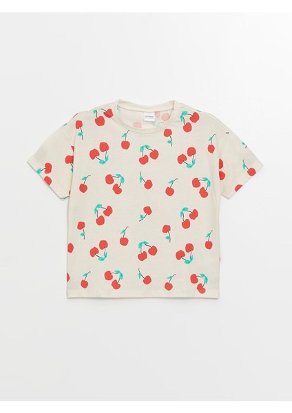 Lcw Kids Pembe Baskılı Bisiklet Yaka Baskılı Kısa Kollu Kız Çocuk Pijama Takımı