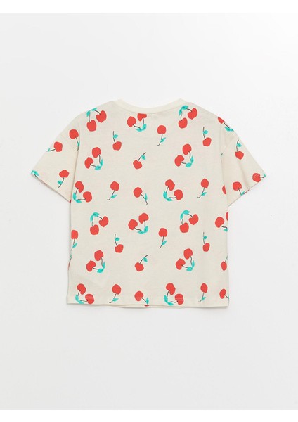 Lcw Kids Pembe Baskılı Bisiklet Yaka Baskılı Kısa Kollu Kız Çocuk Pijama Takımı