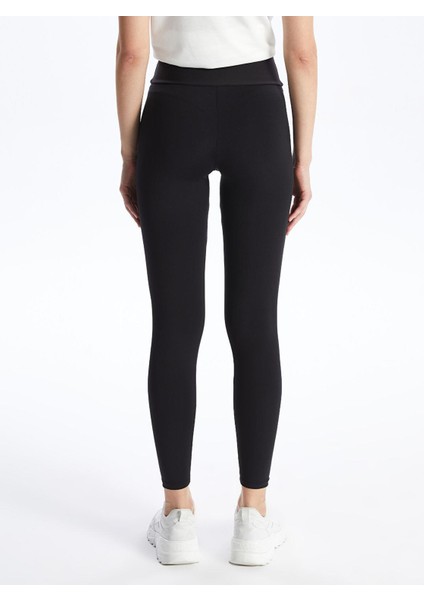 Lcw Active Yeni Siyah Kadın Beli Lastikli Düz Spor Tayt indirimleri