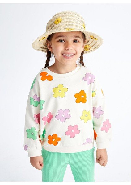 Lcw Baby Bisiklet Yaka Uzun Kollu Baskılı Kız Bebek Sweatshirt ve Tayt 2'li Takım