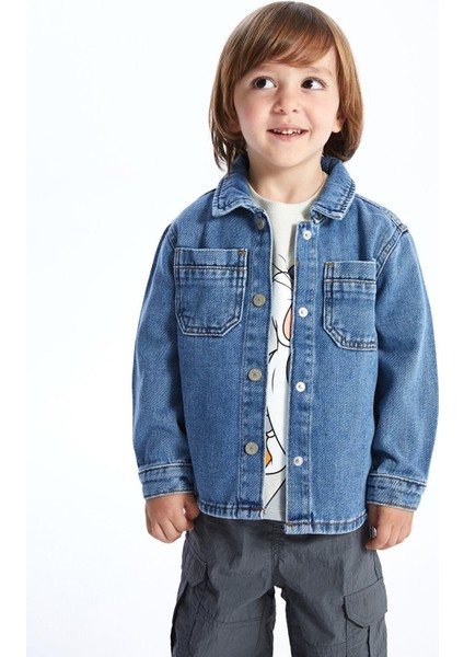 Lcw Baby Orta Indigo Rodeo Basic Uzun Kollu Erkek Bebek Jean Gömlek