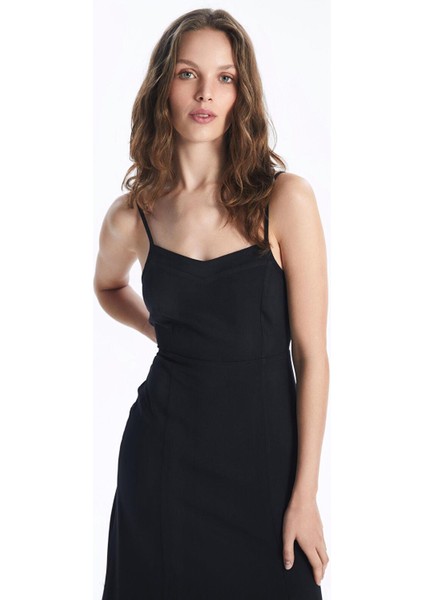 Lcw Vision Yeni Siyah Kalp Yaka Düz Askılı Kadın Elbise modelleri