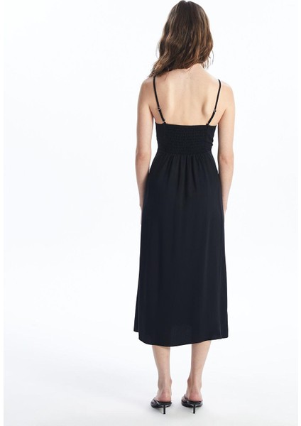 Lcw Vision Yeni Siyah Kalp Yaka Düz Askılı Kadın Elbise indirimleri